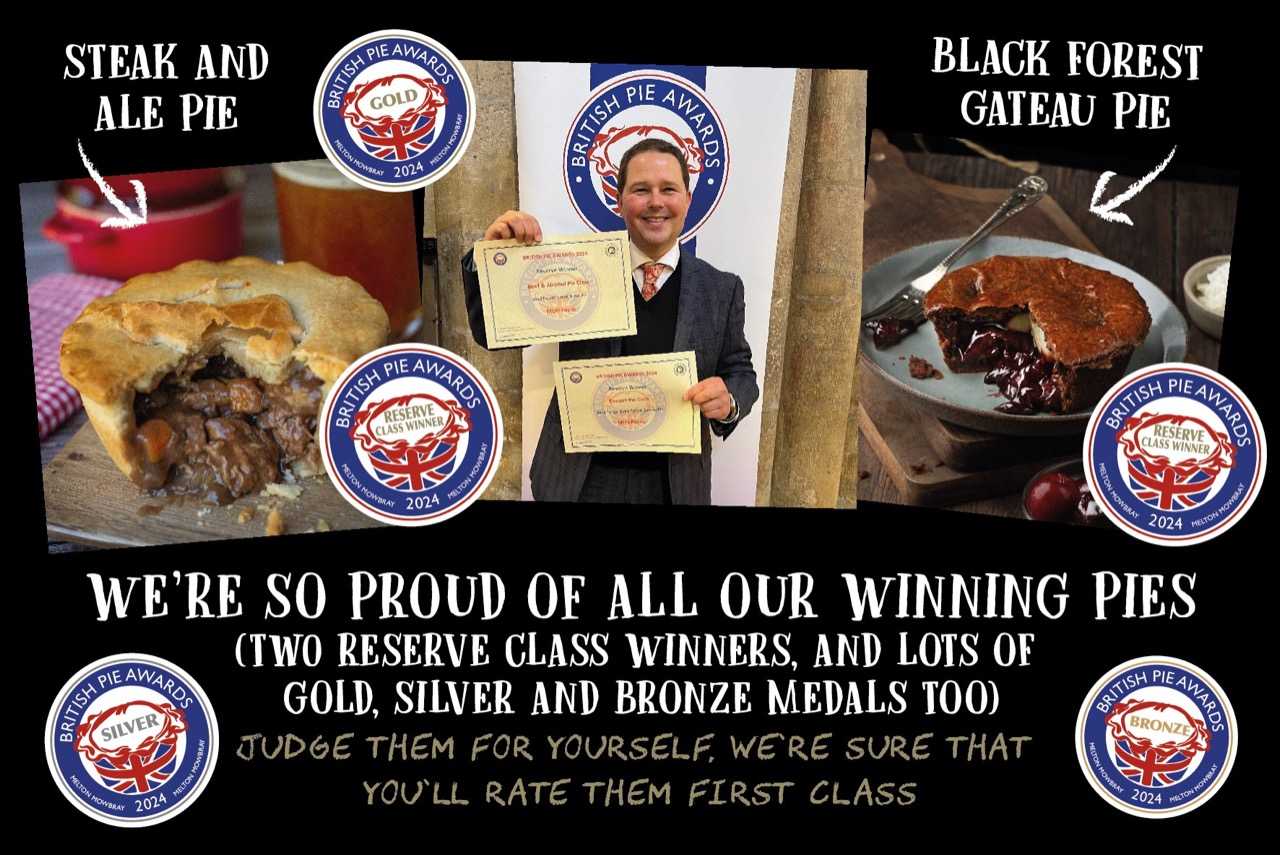 We're incredibly proud of our award-winning pies, boasting two reserve class winners alongside numerous gold, silver, and bronze medals. We invite you to judge them for yourself, confident you'll rank them as top-notch!